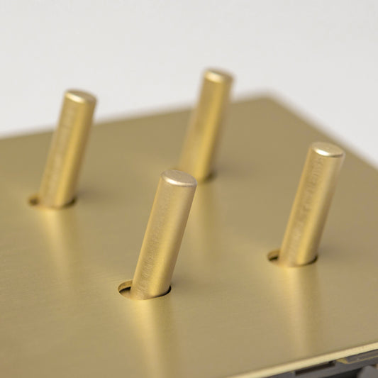 J-Series 4 Gang 2 Way Toggle Switch in Satin Brass – Brass Bee