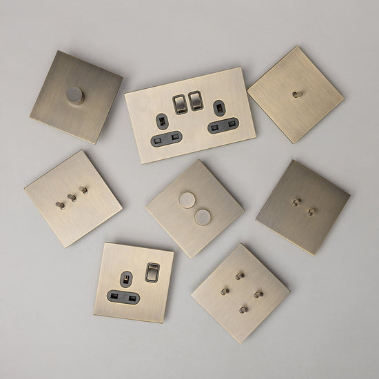 Antique Brass Switches and Sockets - J Series - Brass bee