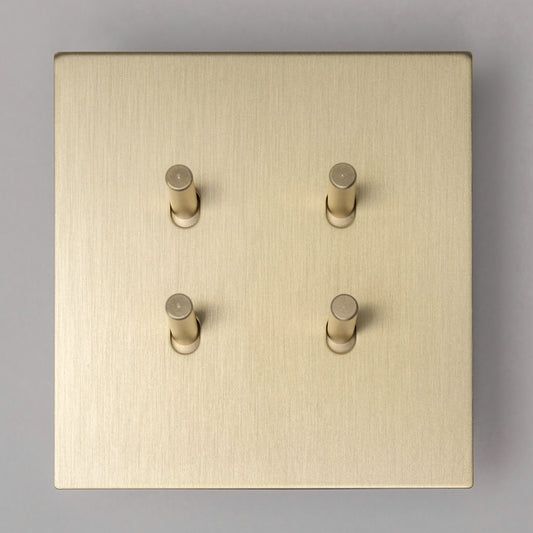 J-Series 4 Gang 2 Way Toggle Switch – Satin Brass