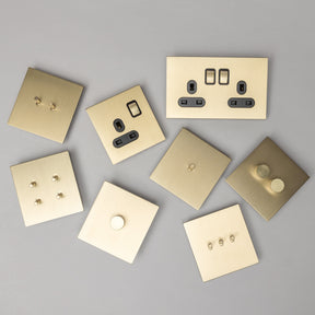 Satin Brass Switches and Sockets - J Series - Brass bee