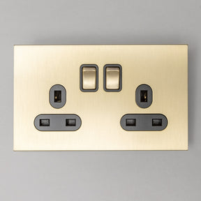 Satin Brass Switches and Sockets - J Series - Brass bee