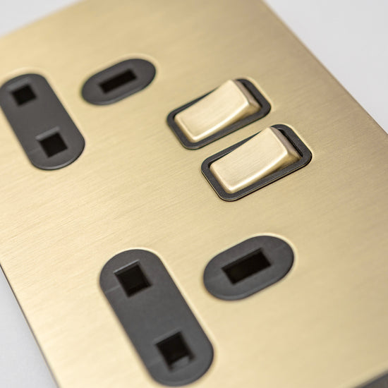 Satin Brass Switches and Sockets - J Series - Brass bee