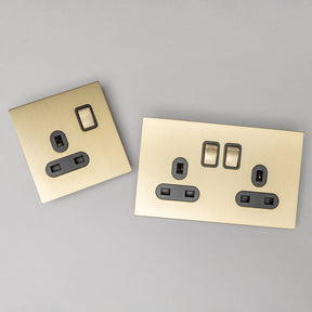 Satin Brass Switches and Sockets - J Series - Brass bee