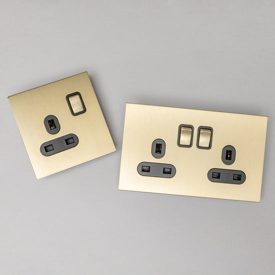 Satin Brass Switches and Sockets - J Series - Brass bee