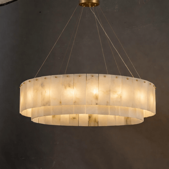 Alabaster Ring Chandelier – Solid Brass Luxury Ceiling Light - Brass bee