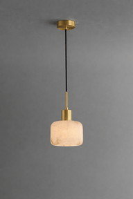 Alabaster Pendant Light – Solid Brass Hanging Light - Brass bee