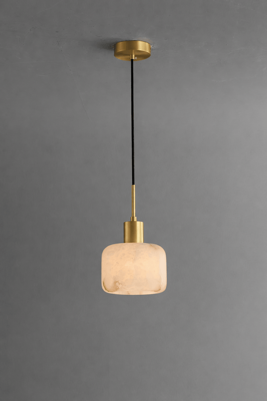 Alabaster Pendant Light – Solid Brass Hanging Light - Brass bee
