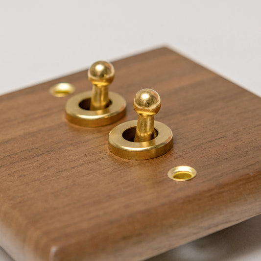 W-Series 2 Gang Intermediate Toggle Switch in Black Walnut – Brass Bee