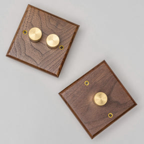 Black Walnut Switches and Sockets - W Series - Brass bee