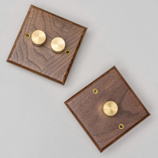 Black Walnut Switches and Sockets - W Series - Brass bee