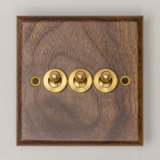 W-Series 3 Gang 2 Way Toggle Switch – Black Walnut