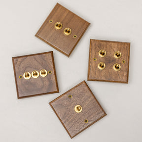 Black Walnut Switches and Sockets - W Series - Brass bee