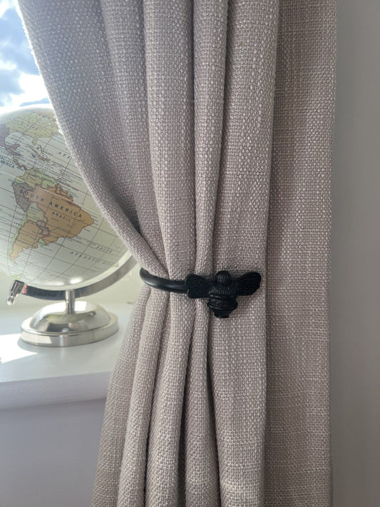 Bee Curtain Holdbacks - Black Finish - Brass bee