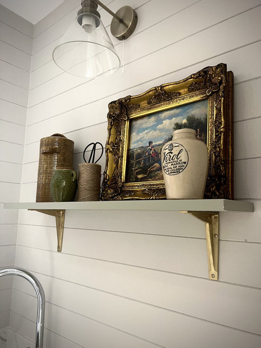 Satin Brass Shelf Brackets - Heavy Duty Solid Brass - Brass bee