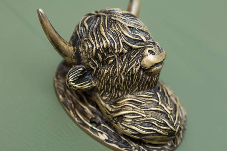 Highland Cow Door Knocker - Heritage Finish (PREORDER 2-4 weeks dispatch) - Brass bee