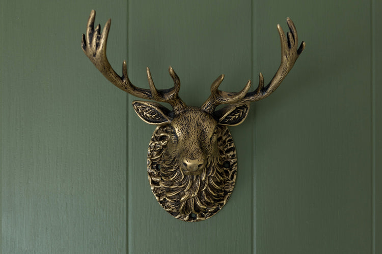 Stag Door Knocker - Heritage Finish - Brass bee