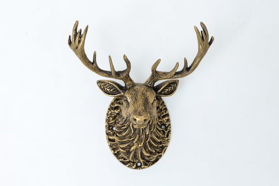 Stag Door Knocker - Heritage Finish - Brass bee