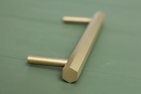 CARDER Solid Brass Hexagonal Pull Handles & Knobs - Satin Brass - Brass bee