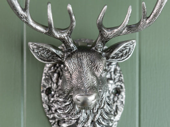 Stag Door Knocker - Pewter Finish - Brass bee