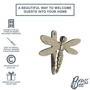 Brass Dragonfly Door Knocker - Nickel Finish - Brass bee