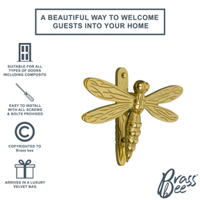 Brass Dragonfly Door Knocker - Brass Finish - Brass bee