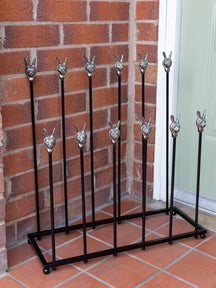 Brass bee Welly Boot Stand - Pewter Hares - Brass bee