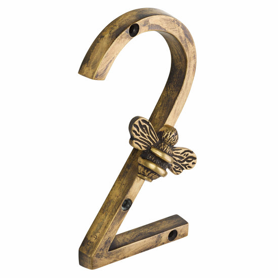 Brass bee Premium House Numbers with Bee in antique brass Finish 0-9 - Brass bee