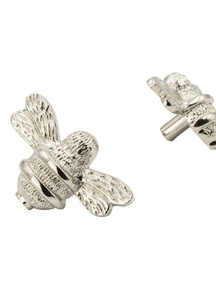 Brass Bee Drawer Cabinet Knob - Nickel Finish - Brass bee