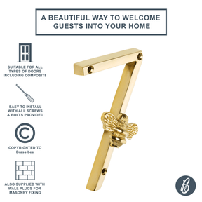 Brass bee Premium House Numbers with Bee in Brass Finish 0-9 - Brass bee
