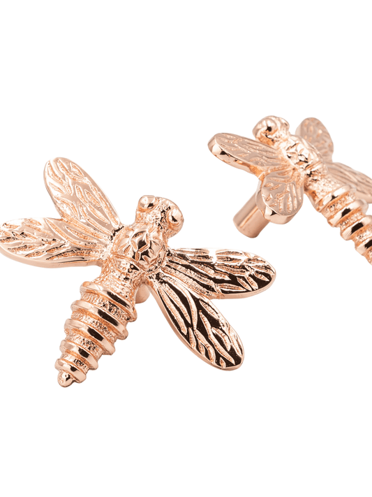 Brass Dragonfly Drawer Knob - Rose Gold Finish - Brass bee