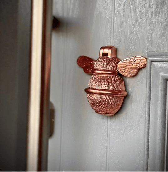 Brass Bumble Bee Door Knocker - Rose Gold Finish - Brass bee