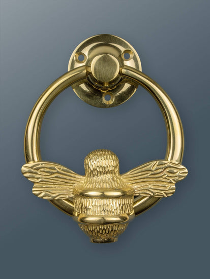 Bumble Bee Ring Brass Door Knocker - Brass Finish - Brass bee