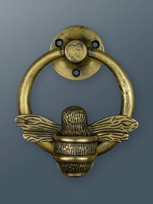Brass Bumble Bee Ring Door Knocker - Heritage Finish - Brass bee