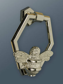 Brass Bumble Bee Honeycomb Door Knocker - Nickel Finish - Brass bee