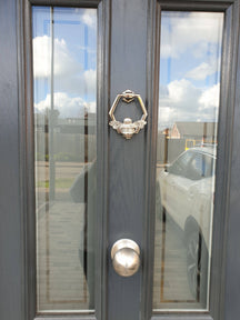 Brass Bumble Bee Honeycomb Door Knocker - Nickel Finish - Brass bee