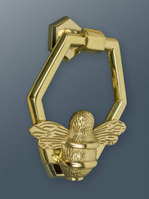 Brass Bumble Bee Honeycomb Door Knocker - Brass Finish - Brass bee
