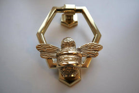 Brass Bumble Bee Honeycomb Door Knocker - Brass Finish - Brass bee