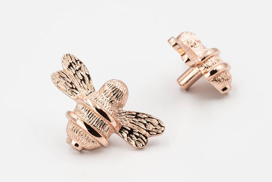 Brass Bee Drawer Cabinet Knob - Rose Gold Finish - Brass bee