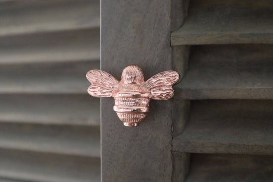 Brass Bee Drawer Cabinet Knob - Rose Gold Finish - Brass bee