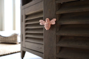 Brass Bee Drawer Cabinet Knob - Rose Gold Finish - Brass bee