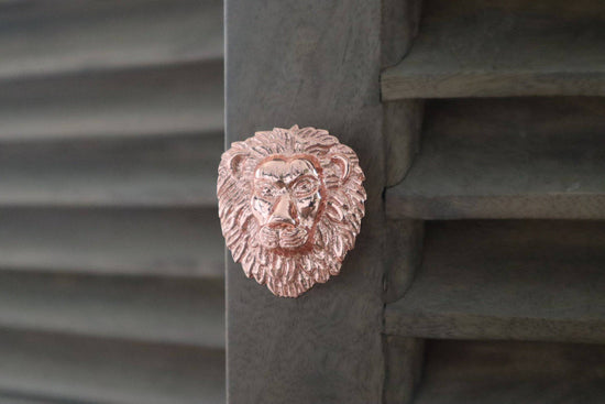 Brass Lion Drawer Cabinet Knob - Rose Gold Finish - Brass bee