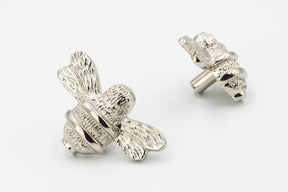 Brass Bee Drawer Cabinet Knob - Nickel Finish - Brass bee