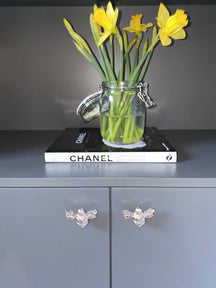 Brass Bee Drawer Cabinet Knob - Nickel Finish - Brass bee