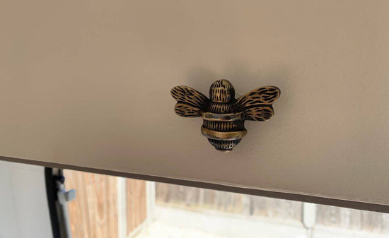 Brass Bee Drawer Cabinet Knob - Heritage Finish - Brass bee