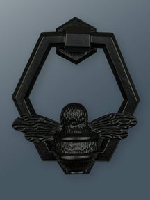 Brass Bumble Bee Honeycomb Door Knocker - Black Finish - Brass bee