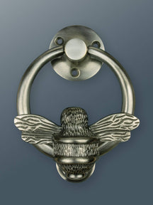 Brass Bumble Bee Ring Door Knocker - Pewter Finish - Brass bee