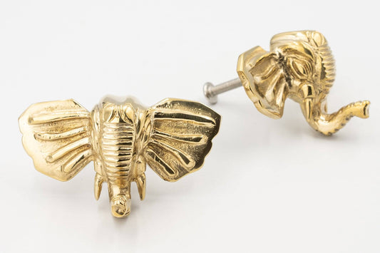 Brass Elephant Drawer Cabinet Knob - Brass Finish - Brass bee