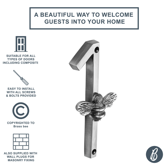 Brass bee Premium House Numbers with Bee in Pewter Finish 0-9 - Brass bee