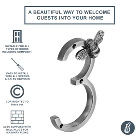 Brass bee Premium House Numbers with Bee in Pewter Finish 0-9 - Brass bee