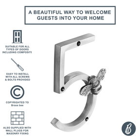 Brass bee Premium House Numbers with Bee in Pewter Finish 0-9 - Brass bee